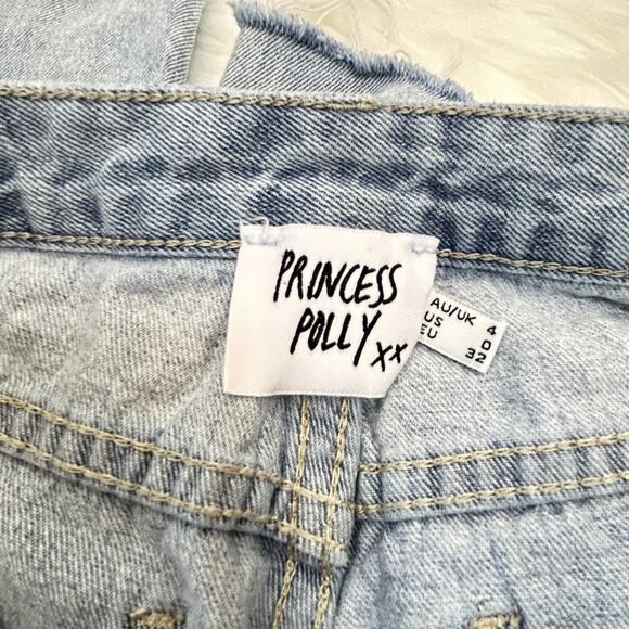 Princess Polly Jeans Size US 0 AU/UK 4 High Rise Cropped Button Fly Light Wash - Picture 7 of 8